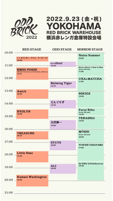 ODD BRICK FESTIVAL 2022、全ラインナップ、タイムテーブル .